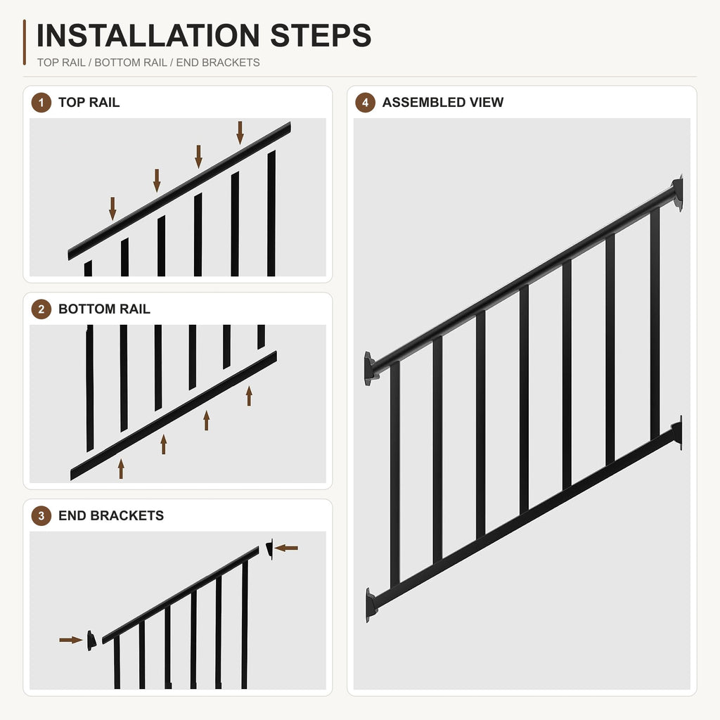 Stainless Steel 4 Ft x 36 in Porch and Stair Deck Railing Kit