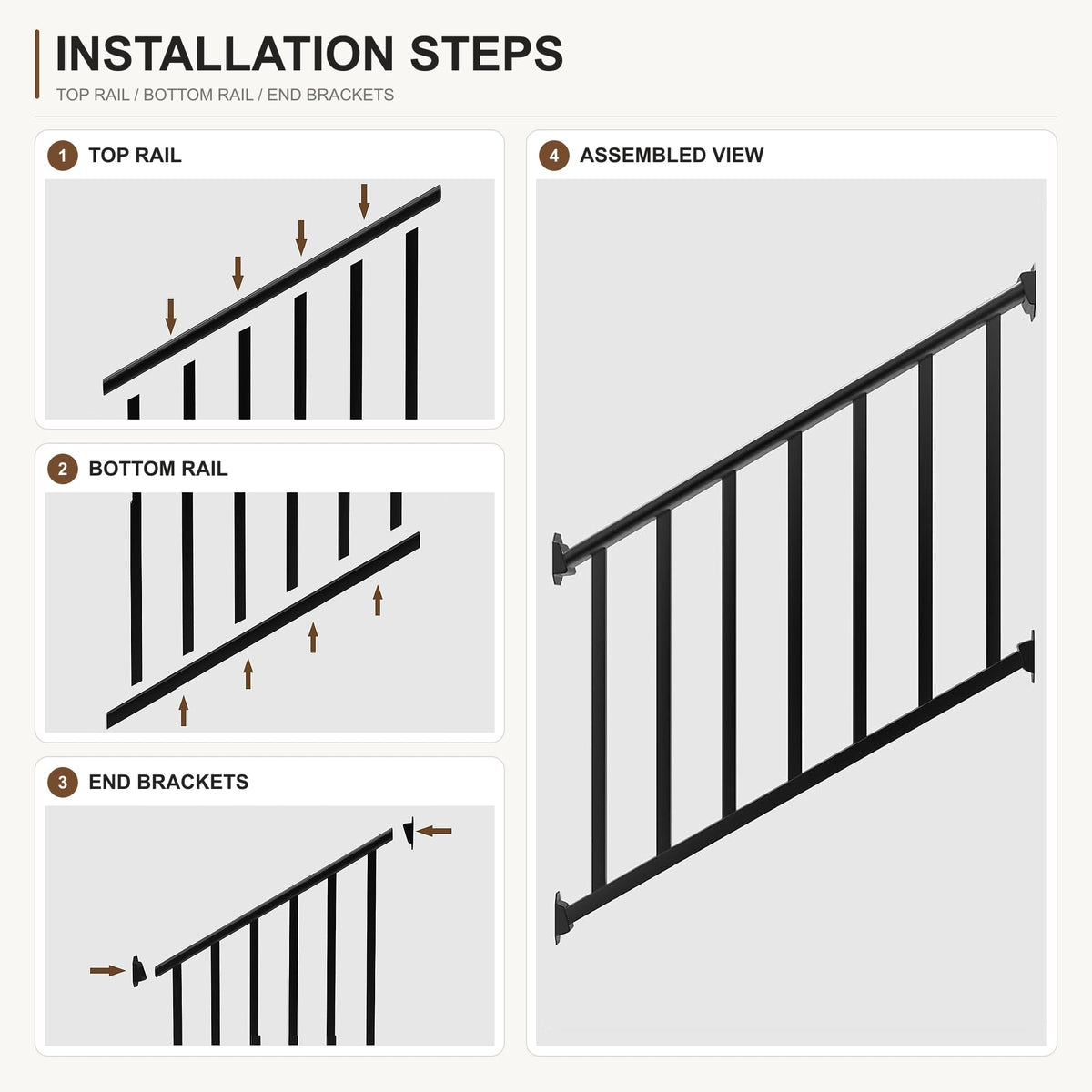 Stainless Steel 4 Ft x 36 in Porch and Stair Deck Railing Kit
