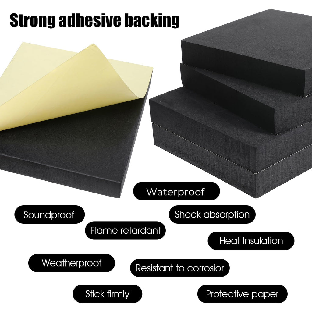8 Pcs Black Foam Padding with Adhesive Backing