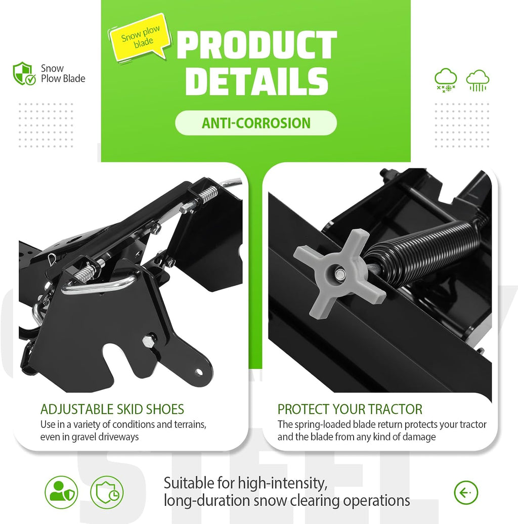 46" Black Snow Blade Plows Attachment Compatible with Columbia, Troy-Bilt, Remington, Yard-Man and Yard Machines