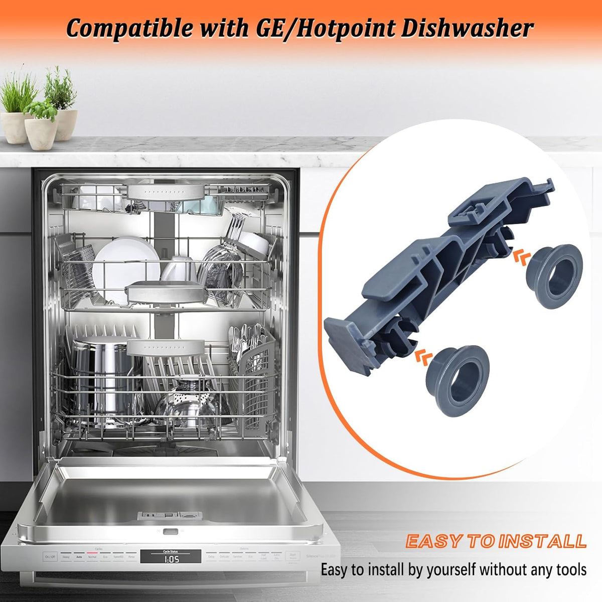 WD28X27241 Dishwasher Lower Rack Carrier and Roller Kit for GE Dishwasher Lower Rack Wheels Assembly WD12X10438, WD12X10439, WD12X10446, WD12X10447, WD12X22656, WD12X22657 (1Pcs)