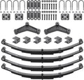 25-1/4" 4-Leaf 1750lb Capacity Double Eye Spring for 3500lb Trailer Axle & U-Bolt & Tandem Hanger Kit, 1.75" Width