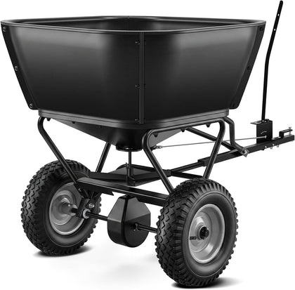 Pull Behind Broadcast Spreader, Fertilizer Spreaders for Lawn Seed Spreader | 130 lb Hopper Capacity with Extended