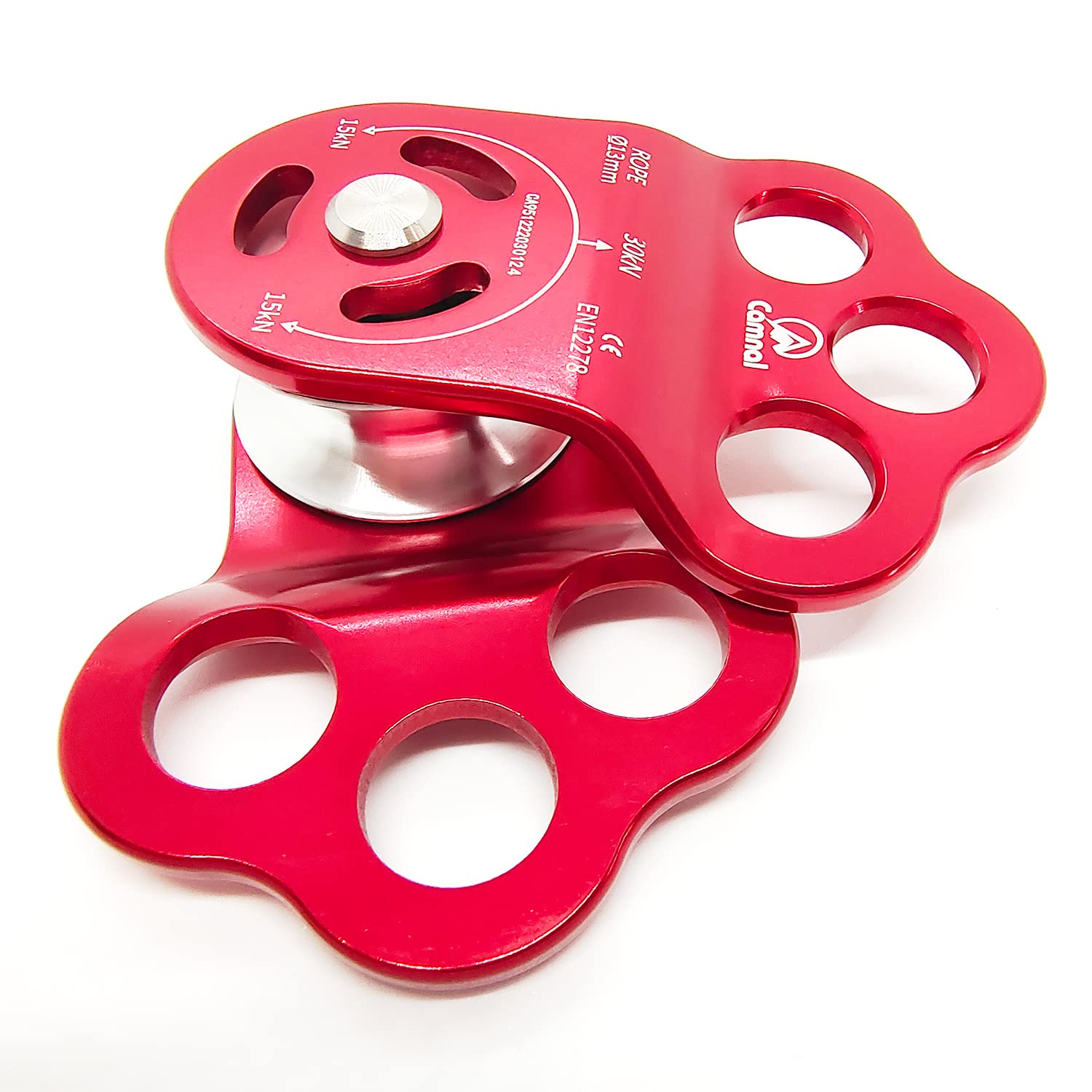 30KN Climbing Single Pulley Climbing Three Hole Hitch Pulley Climbing Bearing Pulley, Hauling Pulley for Rock