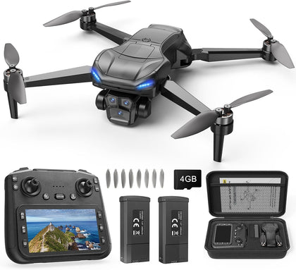 GPS Drone with 4K Camera for Adults, RC Foldable Quadcopter with 4.5” HD Screen Controller, Brushless Motor, GPS Auto