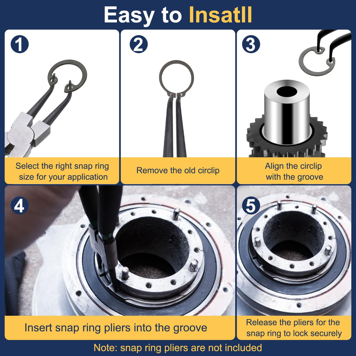 PATIKIL 10Pcs Internal Retaining Rings 48mm C-Clip Snap Ring 65Mn Steel