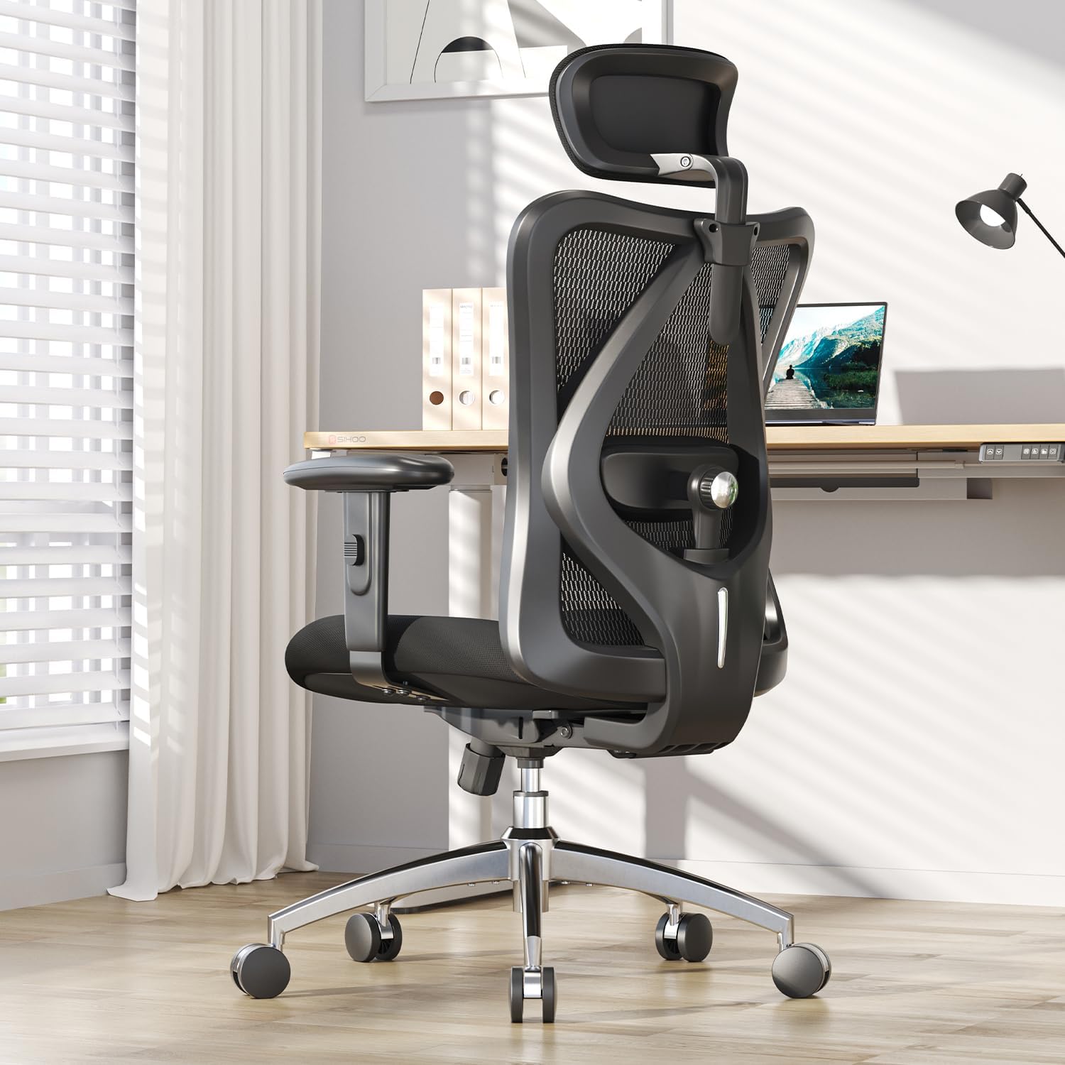 M18 Ergonomic Office Chair, High Back Mesh Desk Chair with Adjustable Headrest & Lumbar Support, Computer Chair with