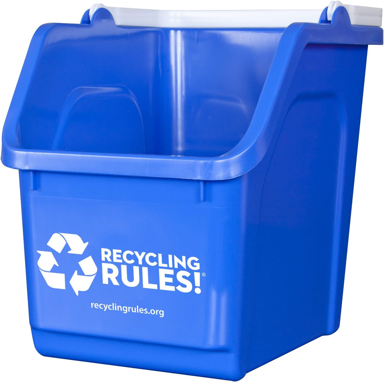 6 Gallon Stackable Recycling Bin Container in Blue, Eco-Friendly BPA-Free Handy Recycler with Handle, 4-Pack