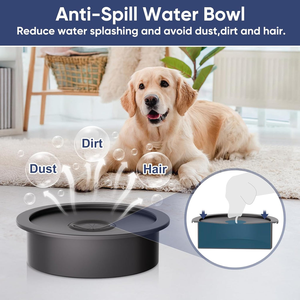 Slow Feeder Dog Bowl Stand - Elevated Dog Food and Water Bowl Set for Large Medium Sized, 5 Heights Adjustable