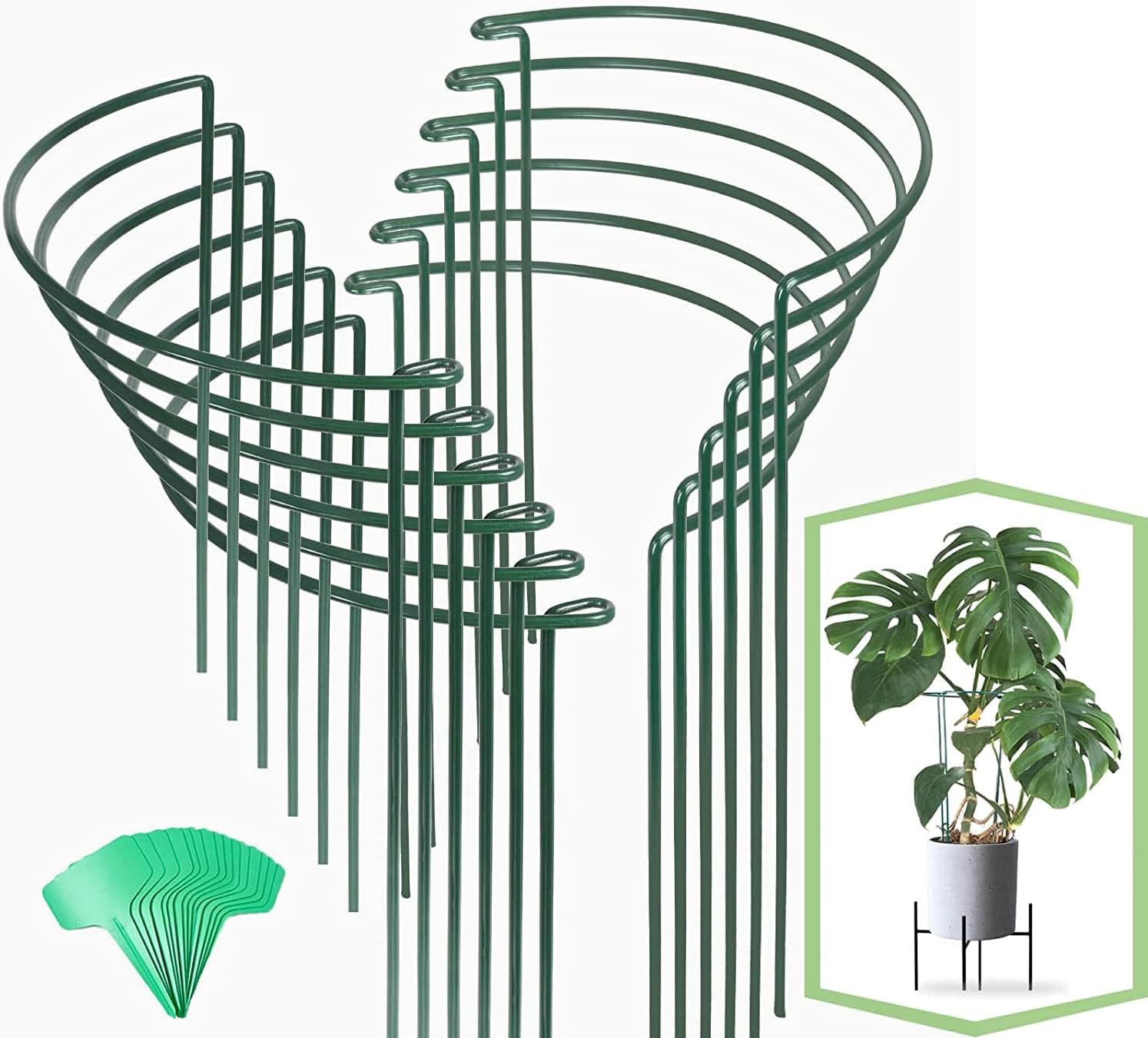 12 Pack Plant Support Stakes, 16 Inch Plant Stakes for Outdoor Plants, Peony Cages and Supports, Peony Cage with 15