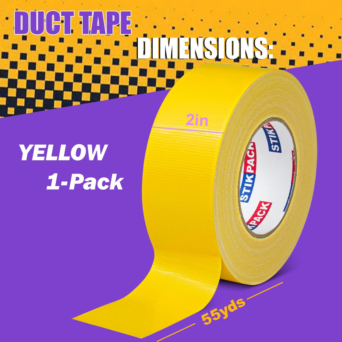Heavy Duty Yellow Duct Tape 2 Inches x 165 Feet, 1 Roll
