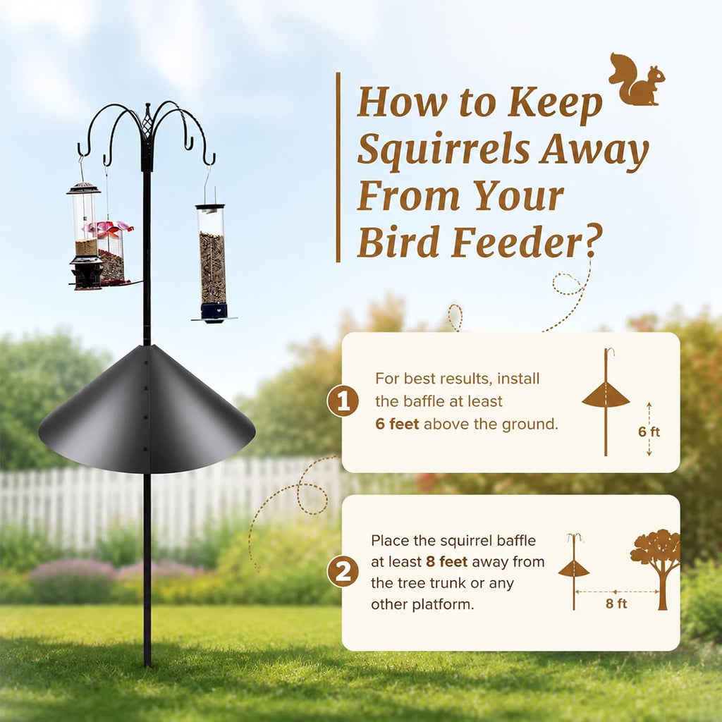 19 Inch Squirrel Baffle, Large Squirrel Proof Cone Guard Blocker, Outdoor Pole Mount Squirrel Deterrent for Bird