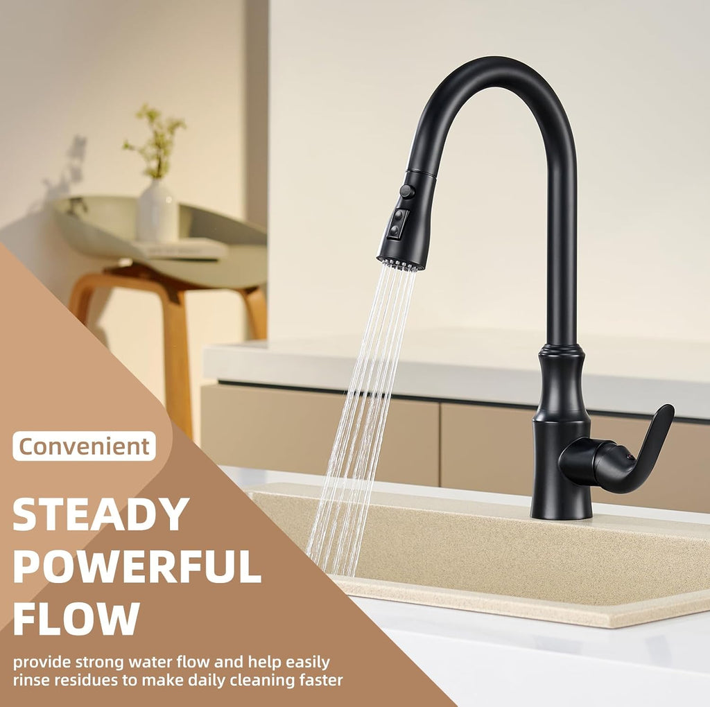 Kitchen Faucet Head, Sink Sprayer Replacement, Matte Black