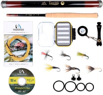 Maxcatch Tenkara Fly Fishing Rod and Combo 7:3 Action, 9/10/11/12/13ft/Triple Zoom