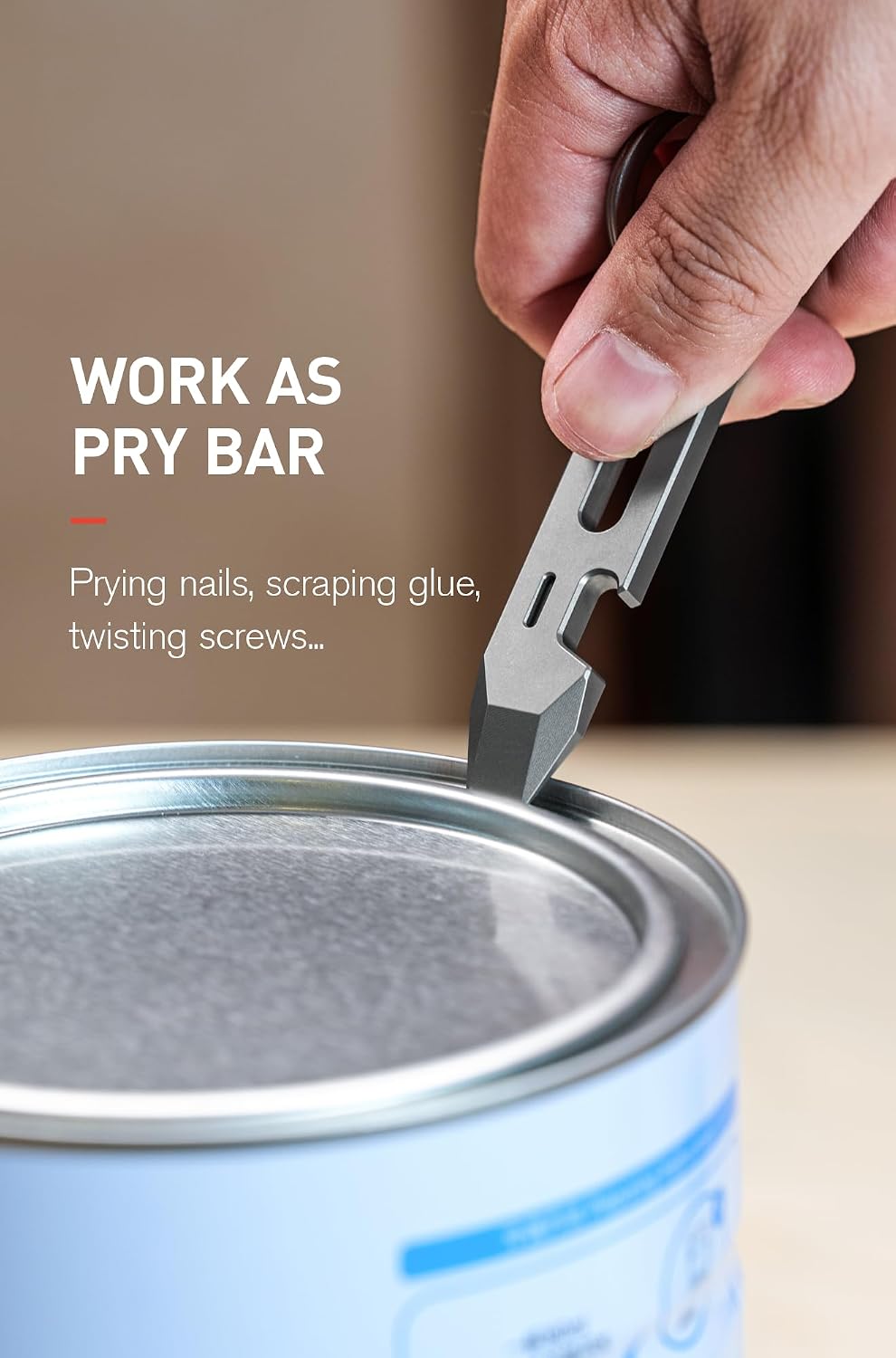 Titanium EDC Pry Bar with Bottle Opener, Wrench & Ruler, OLT03 | 4-in-1 Multitool, Keychain Prybar Tool, Ultra-Light