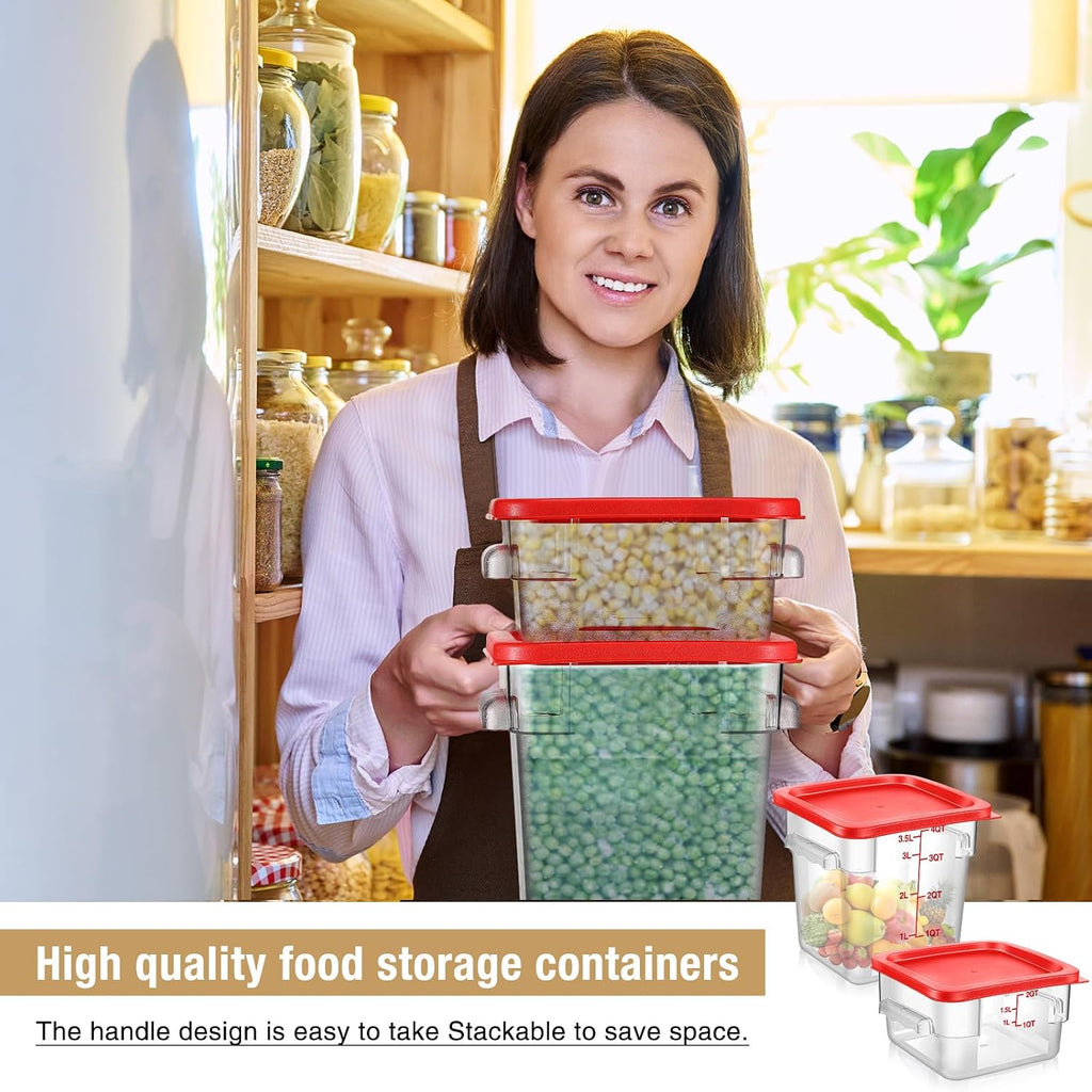 2 Pcs Square Food Storage Container Polycarbonate Clear Food Container with Lid Commercial Rice Storage with