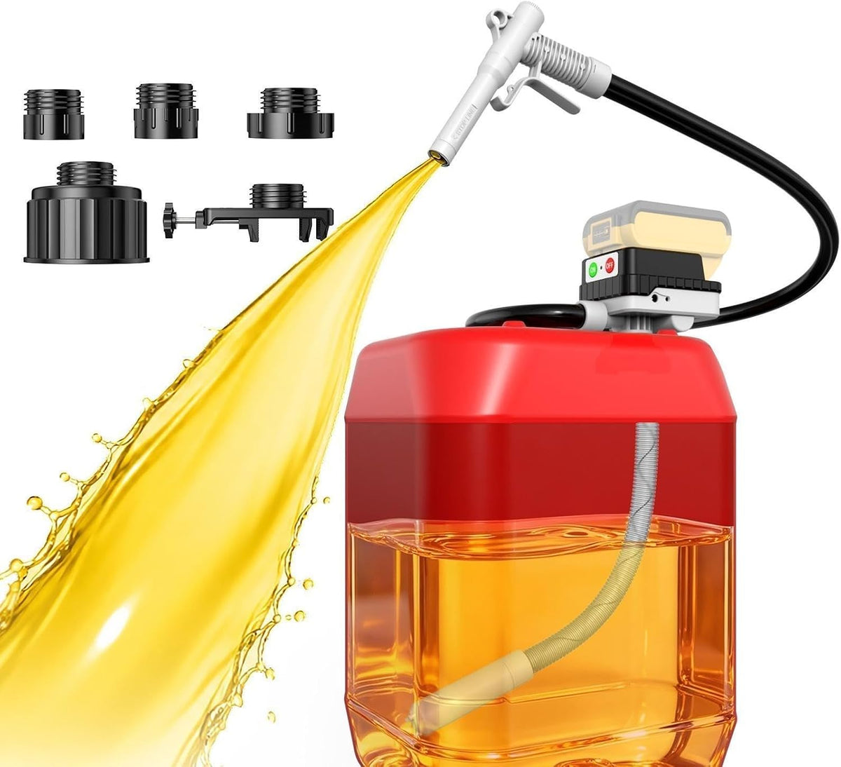 4GPM Automatic Fuel Transfer Pump with Auto-Stop for DeWalt 20V & Milwaukee