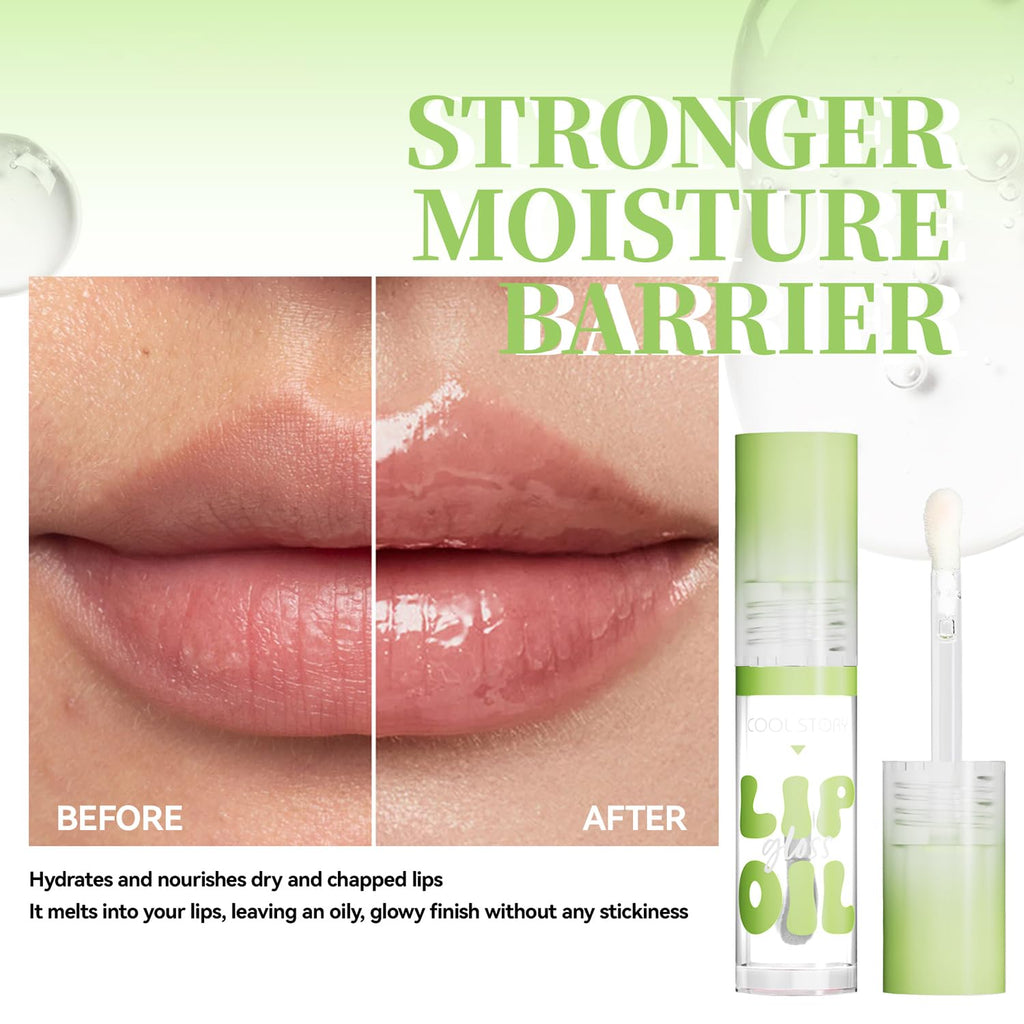 4 Pack Hydrating Glow Lip Oil Set, Moisturizing Lip Gloss, LIGHT