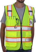Hi Vis Reflective Safety Vest for Men Women Yellow Mesh/Orange XL | High Visibility Construction Work Vest with