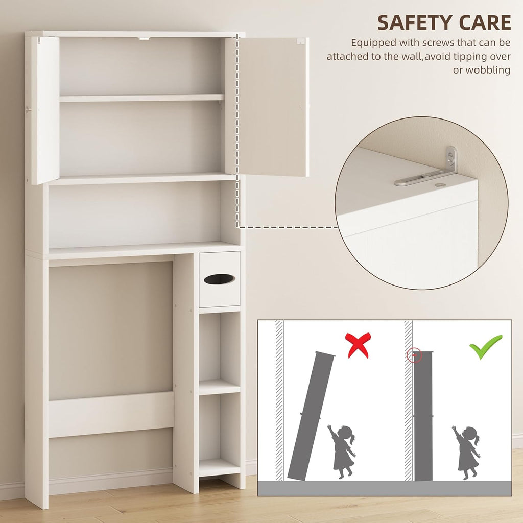 Over the Toilet Storage Cabinet, Bathroom Storage Cabient with Barn Doors, Bathroom Storage Shelf Organizer with