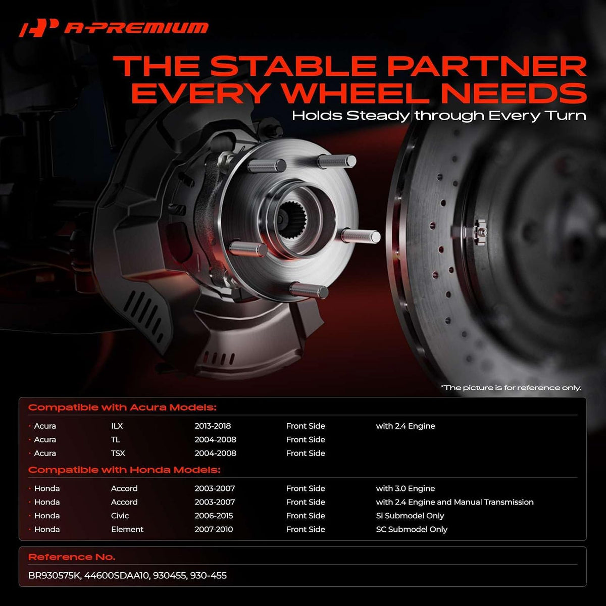 A-Premium 2 x Front Wheel Bearing and Wheel Hub Kit, Non-ABS