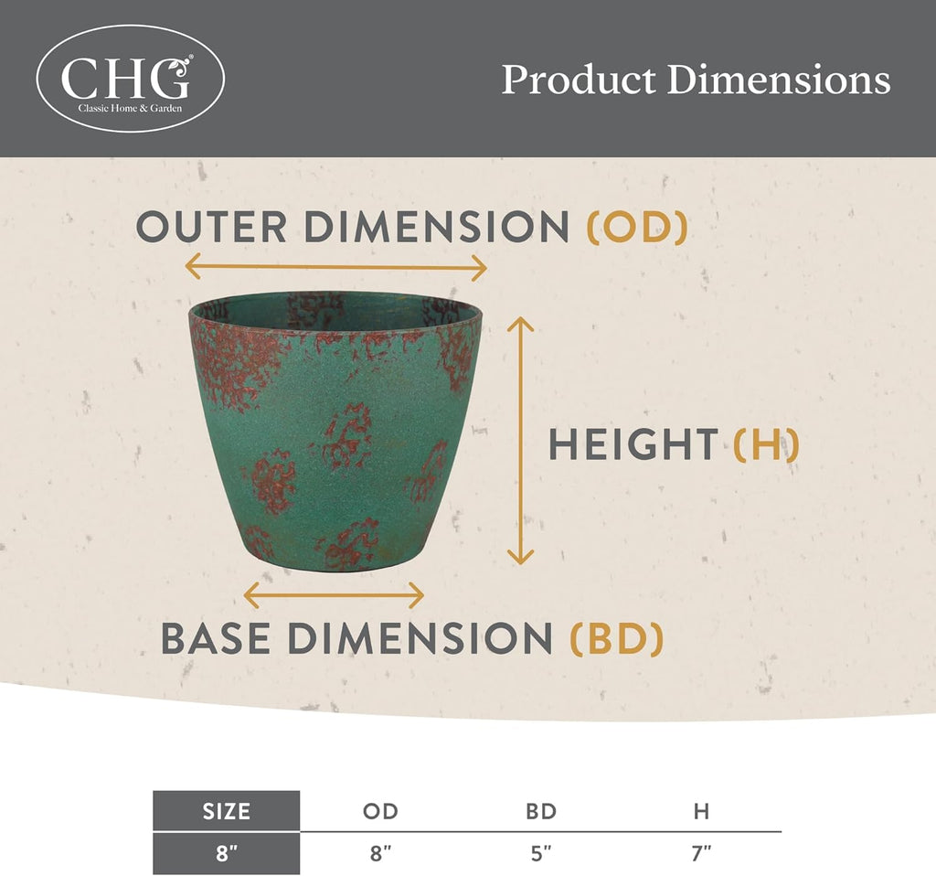 Classic Home and Garden by Growscape Vogue Planter Pots w/Pottery Quality Finish, Modern Indoor & Outdoor Flower