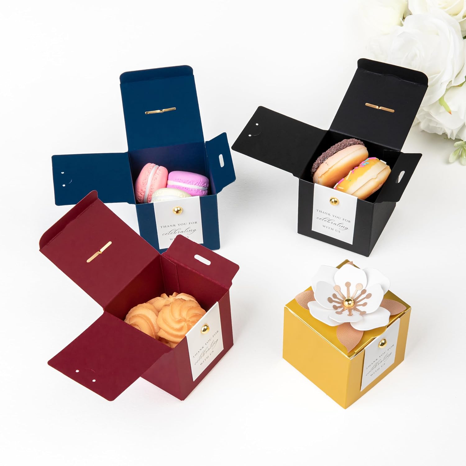 20 PCS Favor Boxes, White Candy Boxes 2.55x2.55x2.55