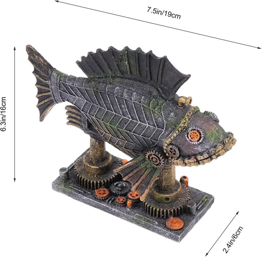 Aquarium Decoration - Steampunk Fish Decor for Fish Tank, Resin Machine Halloween Fish Tank Decoration, Beta Fish