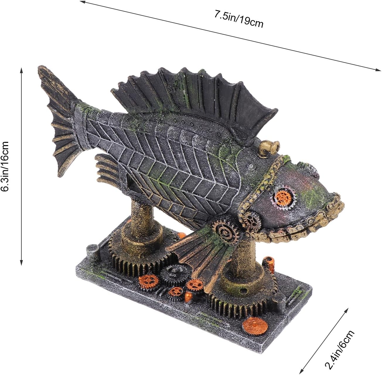 Aquarium Decoration - Steampunk Fish Decor for Fish Tank, Resin Machine Halloween Fish Tank Decoration, Beta Fish