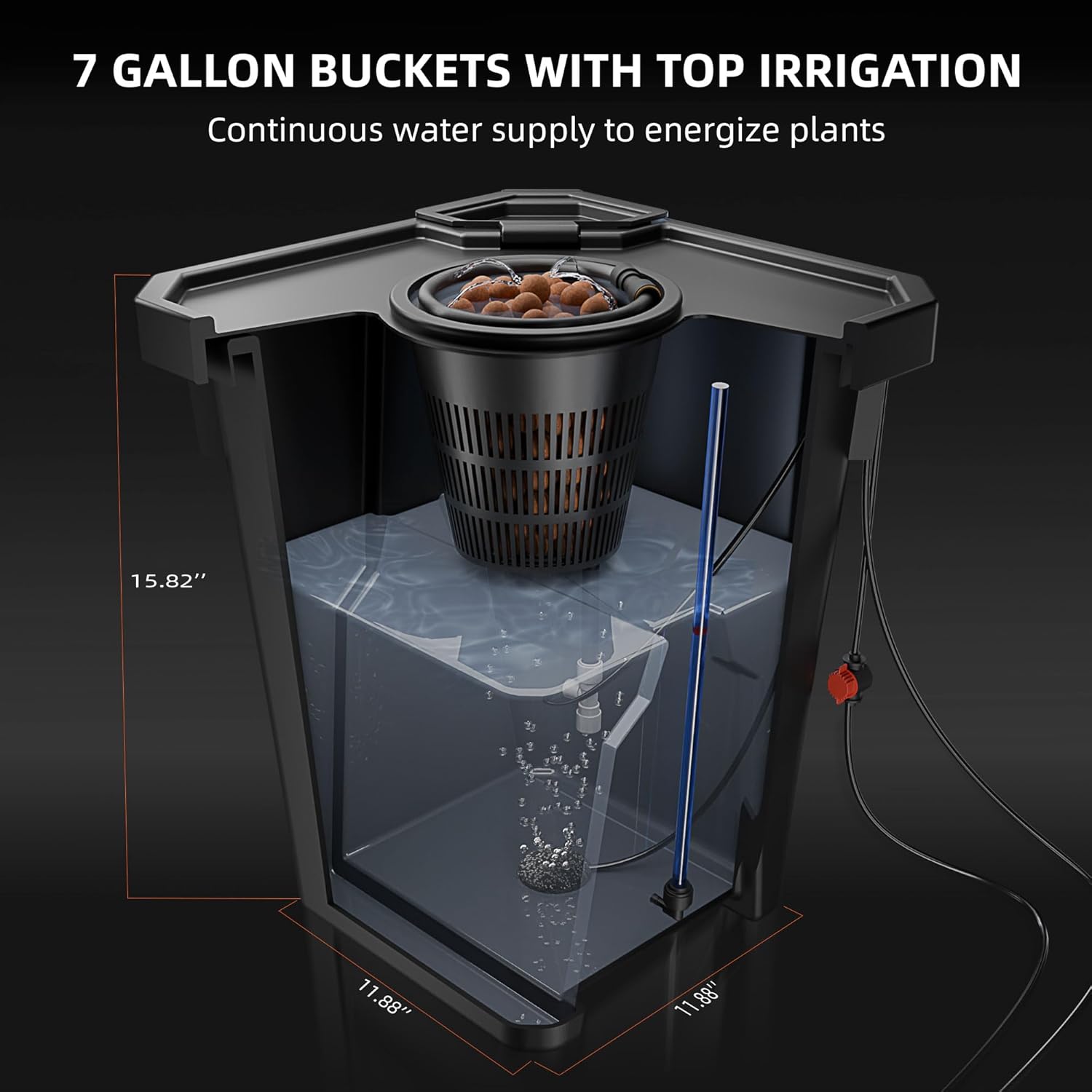 DWC Hydroponics Growing System Kit 2 Buckets for Indoor Plant | 7-Gallon Deep Water Culture, New Triangular Cover