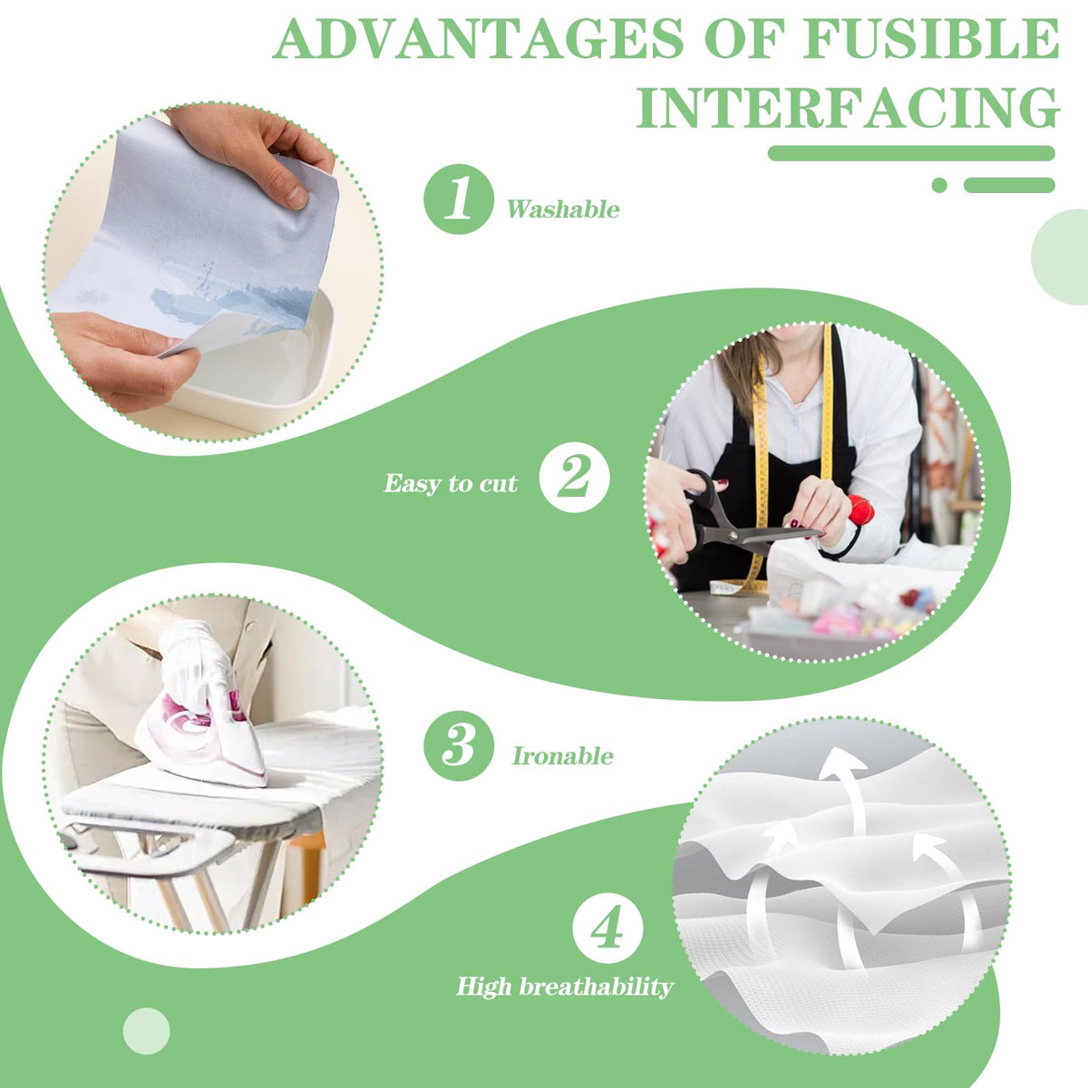 11.6"x30yd Lightweight Fusible Interfacing Fabric for Sewing Interfacing