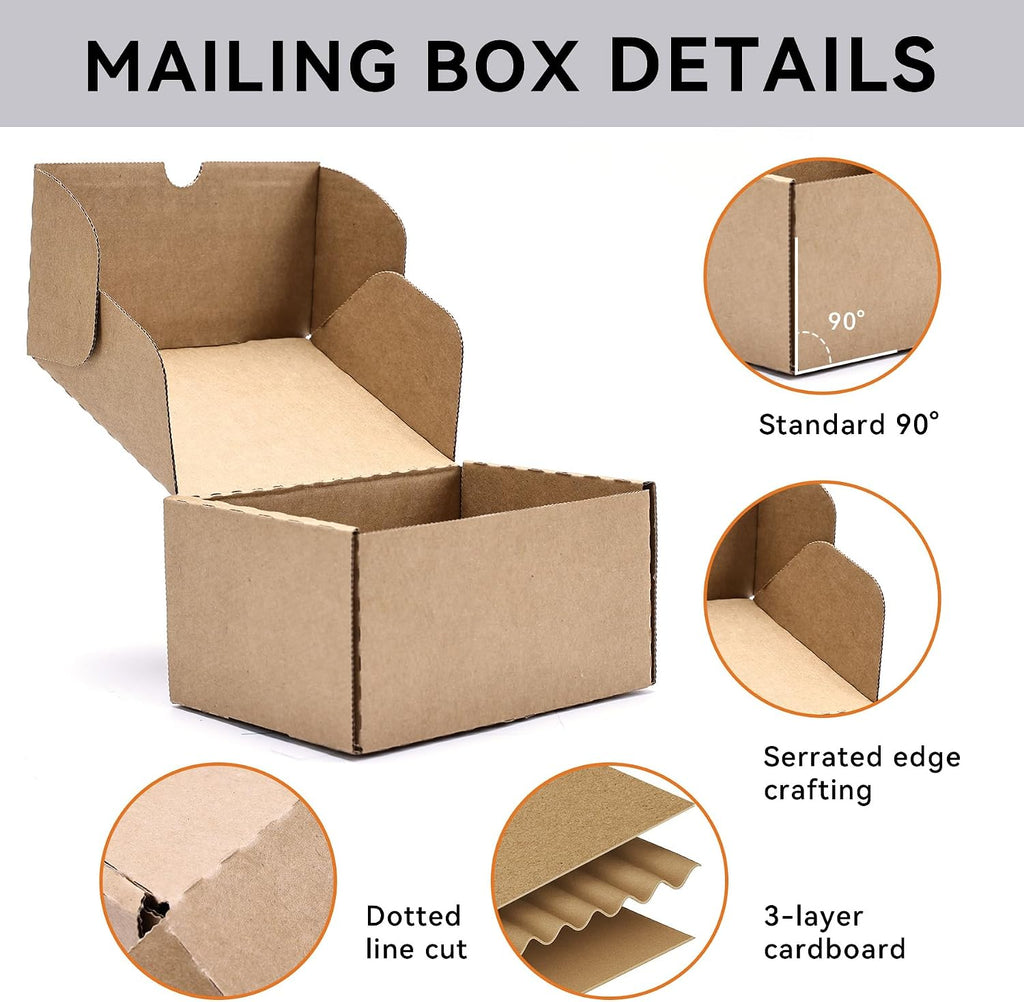 DIY Gift Mailers 10 Pack, Brown 6x4x3 Corrugated Shipping Boxes