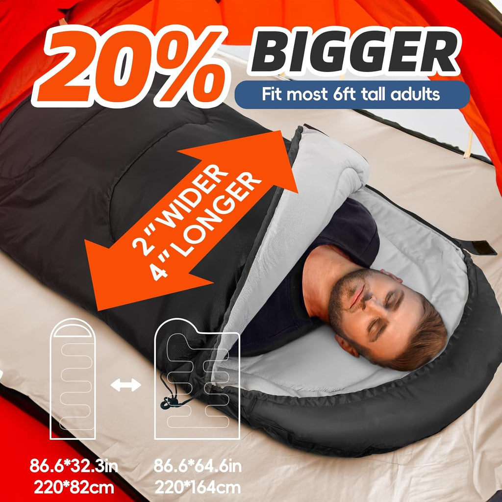 Sleeping Bags for Adults Cold Weather Mens Warm Sleeping Bag for Big and Tall Girls Boys with Compression Sack for