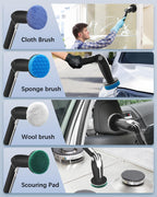 Electric Spin Scrubber, Shower Scrubber with 4 Adjustable Angles and 8 Brush Heads, Electric Scrubber with Long