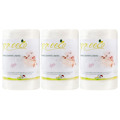 Cloth Diaper Liners - Unscented Diaper Liners, Fragance Free Cloth Diapers Liner - 100 Sheets Per Roll (3 Roll)