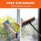 2 in1 Window Squeegee for Car, Window Cleaner with 16inch Long Handle,Sponge Car Window Squeegee for Gas Station