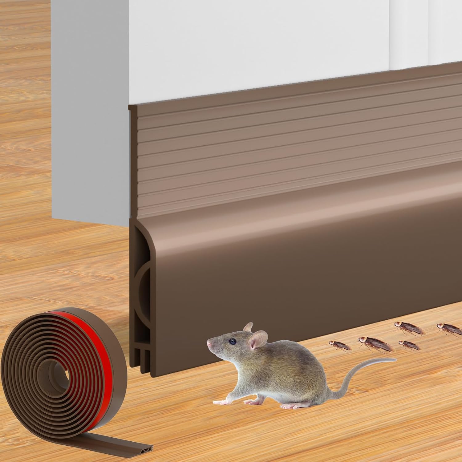 Door Draft Stopper for Bottom of Door, Adjustable Weather Stripping Door Seal for Cold Insulation, Under Door Sweep