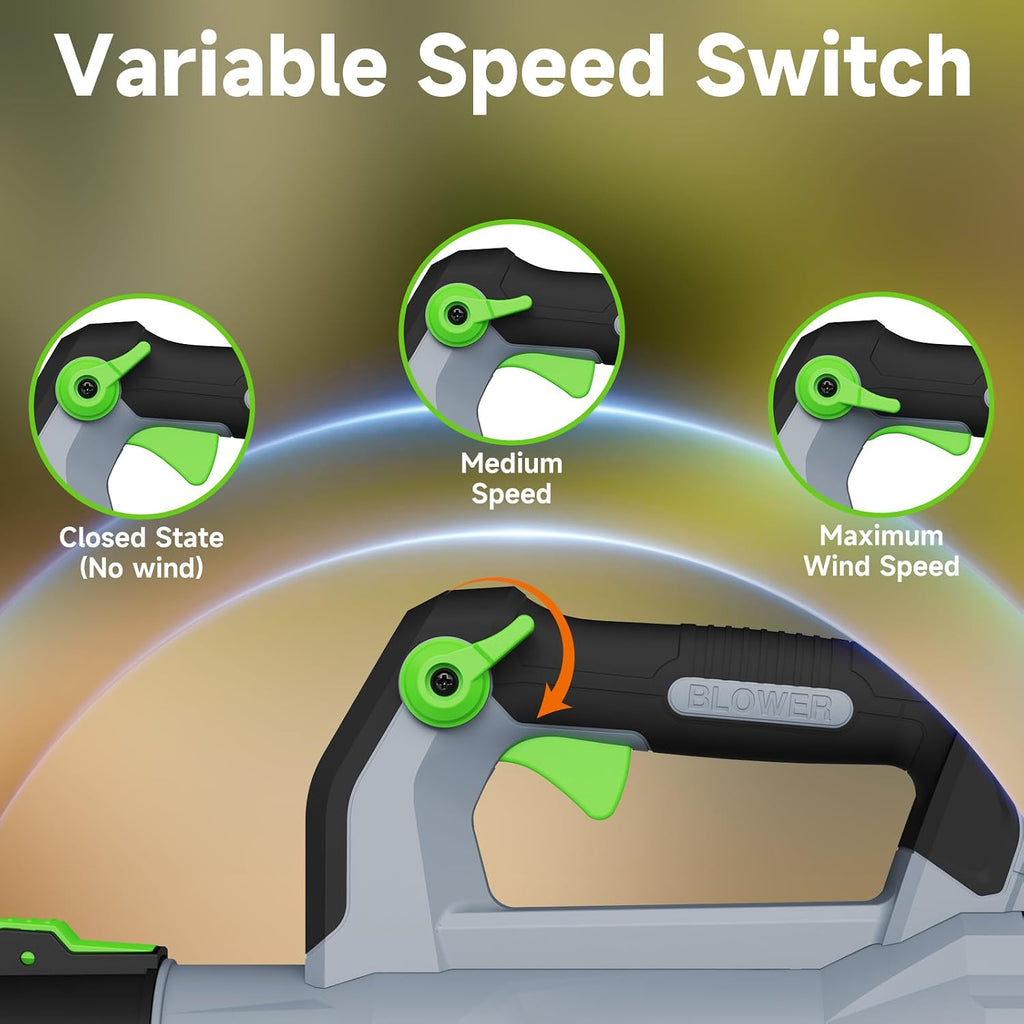 Leaf Blower Cordless, with 2 x 5.0Ah Battery, 560 CFM 160 MPH | 19000 RPM, 36 Mins Runtime, Fast Charger Included