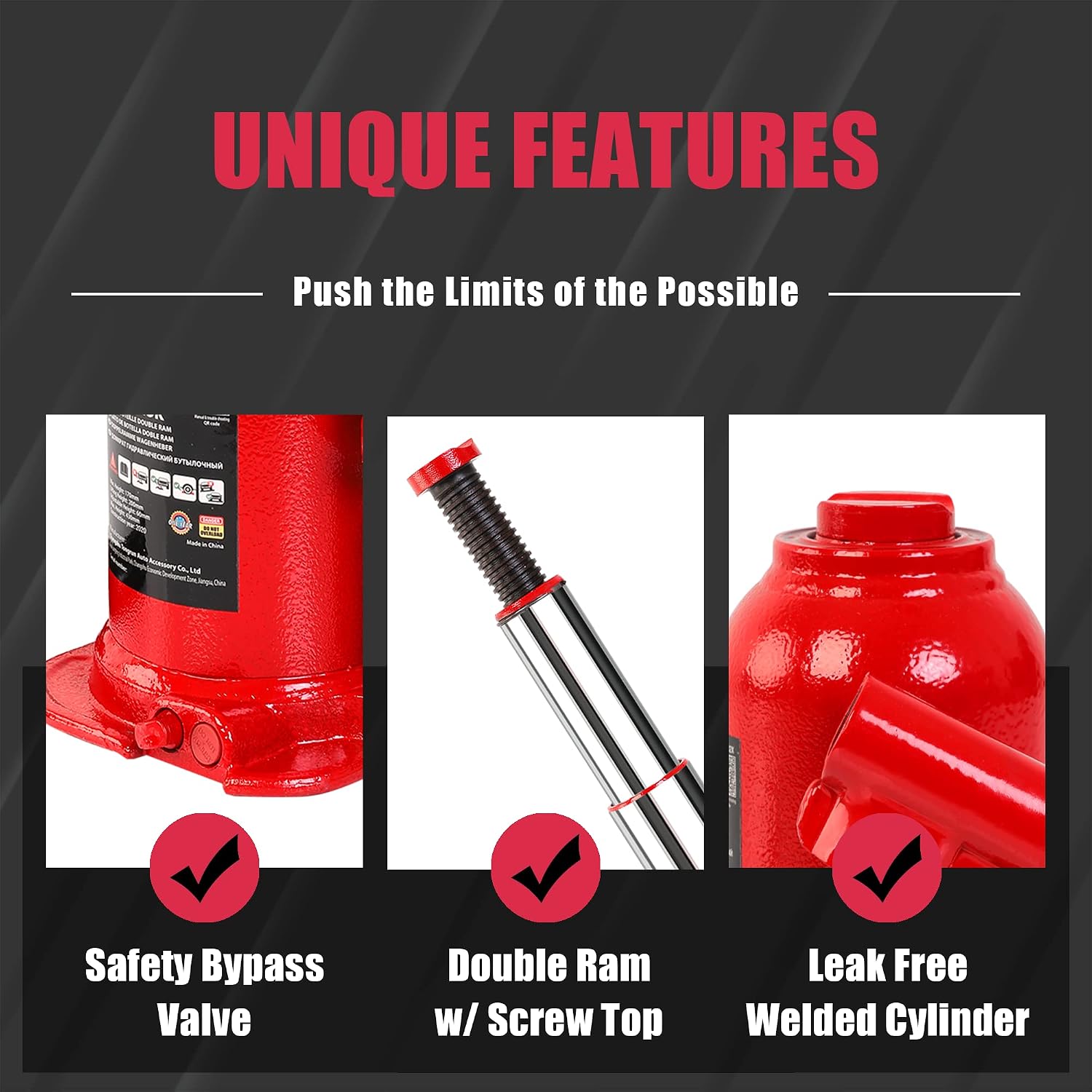 4 Ton (8,000 LBs) Torin Double Ram Welded Bottle Jack for Car Auto Repair and House Lift, ATH80402XR