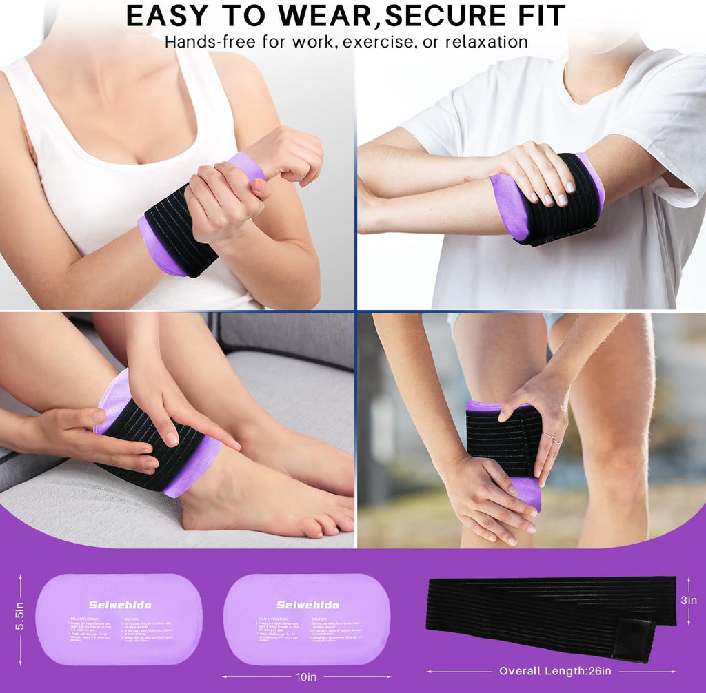 Ice Packs for Injuries Reusable Gel 2 Hot Cold Compress Therapy Pack