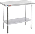 30x48 Stainless Steel Work Table - NSF Certified Commercial Prep Table w/Adjustable Under Shelf - Kitchen Island