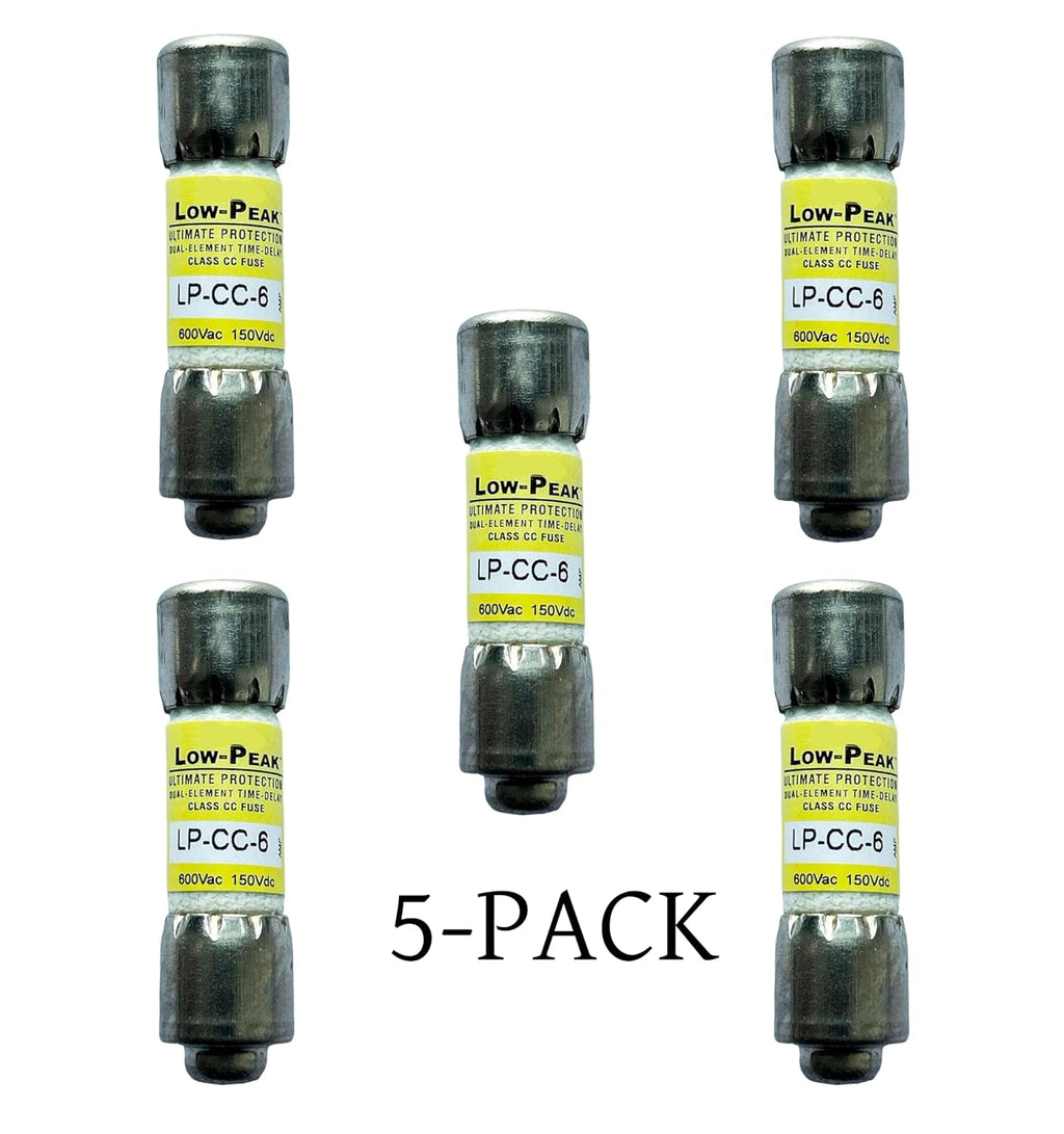 5-Pack New LP-CC-6 LP-CC-6A LP-CC 6A 600Vac Time Delay Fuse,LP-CC-6 Class CC Cartridge Fuses 6A 600V-AC D666186