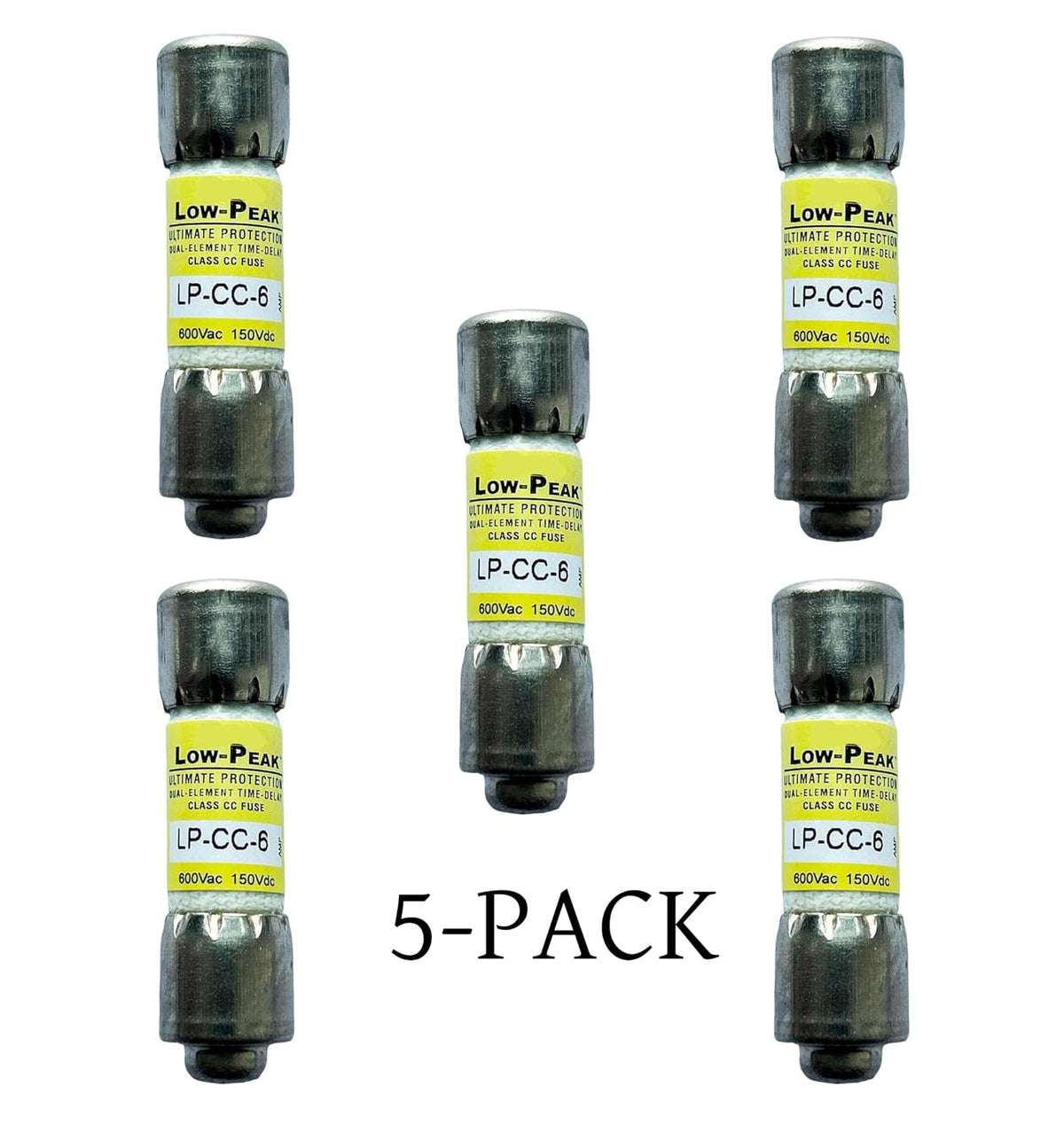 5-Pack New LP-CC-6 LP-CC-6A LP-CC 6A 600Vac Time Delay Fuse,LP-CC-6 Class CC Cartridge Fuses 6A 600V-AC D666186