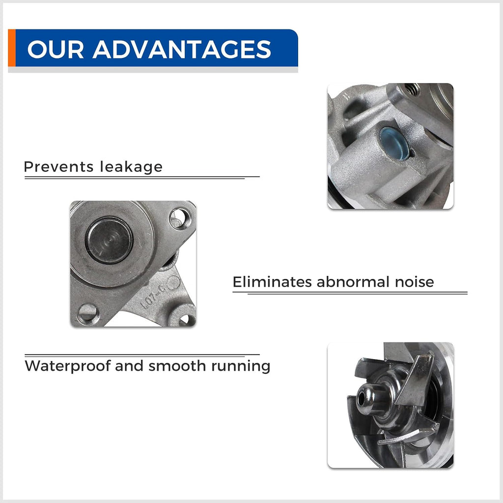PAROD AW4126 Water Pump Kit Compatible with Ford Escape Explorer Focus Fusion, Mazda 3 5 6 B2300, Lincoln MKC MKT MKZ, Mercury Mariner Milan, Jaguar F-Pace XE XF, GMC Envoy, 2.0L 2.3L 2.5L