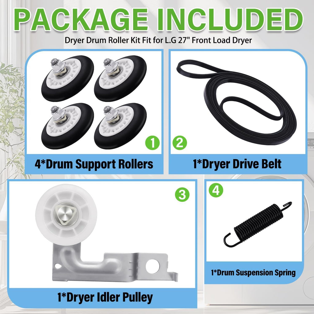 DLGX3371W DLEX4270V DLE1501W DLE4970W DLEX2501V DLGX3571W DLEX3570W DLE7200VE Dryer Roller Repair Kit Fit For L.G DLG3171W DLGX3371V DLGX7701VE DLGX4271W DLEX2501W DLG3401W DLEX7800WE