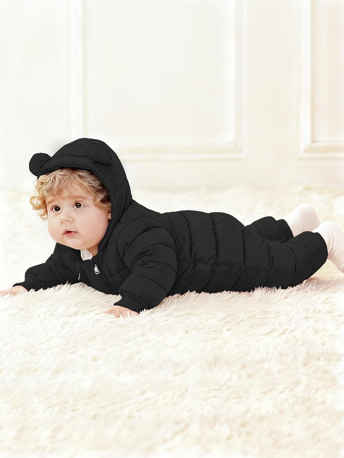 Baby Snowsuit Toddler Girl Clothes Cute Hooded Double Zipper Boys Winter Coat Unisex Romper for Infant