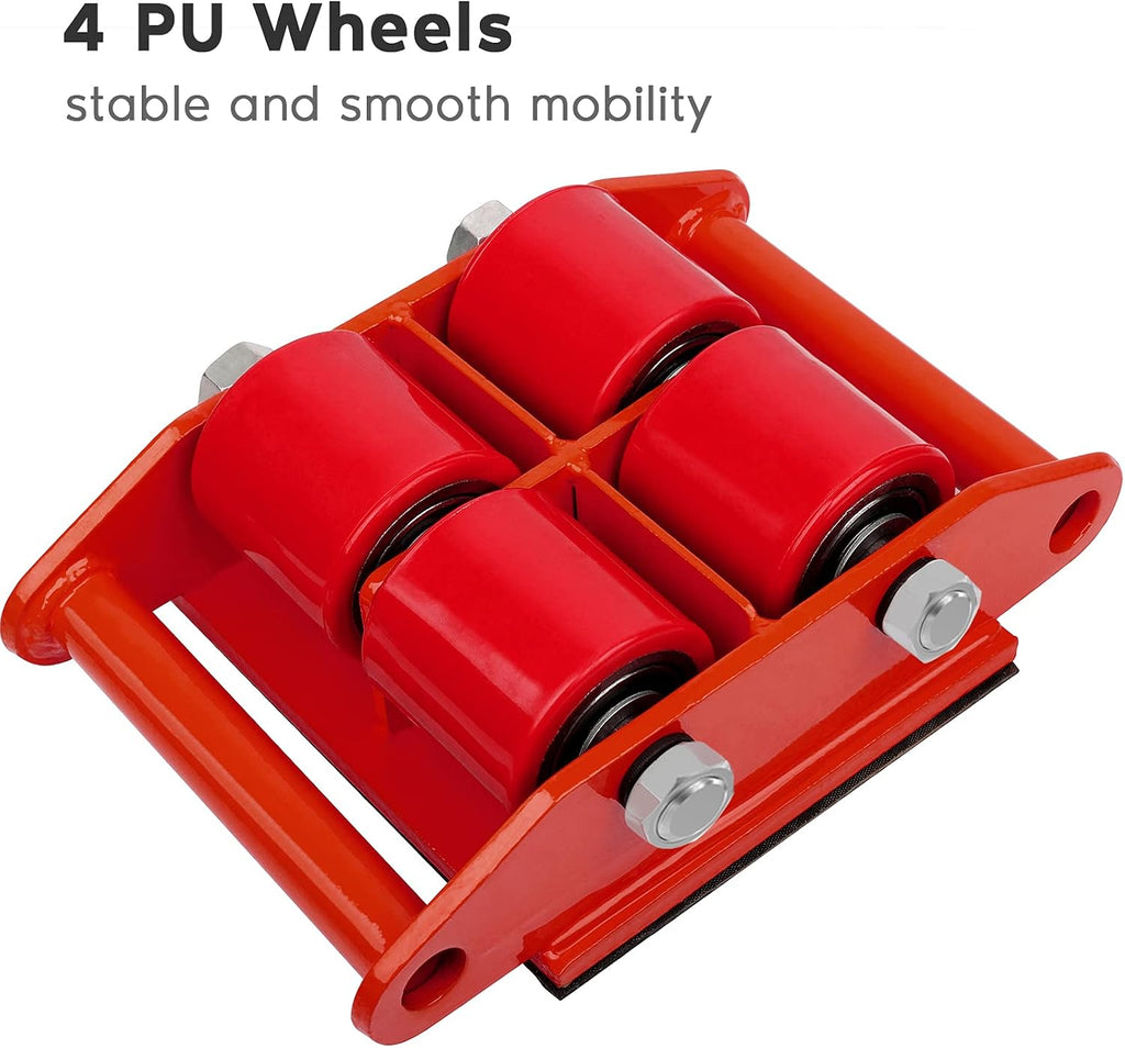 6T Machinery Skate Dolly with 360° Rotation Cap for Heavy Duty Moving | Carbon Steel 13200lbs Heavy Duty Machine