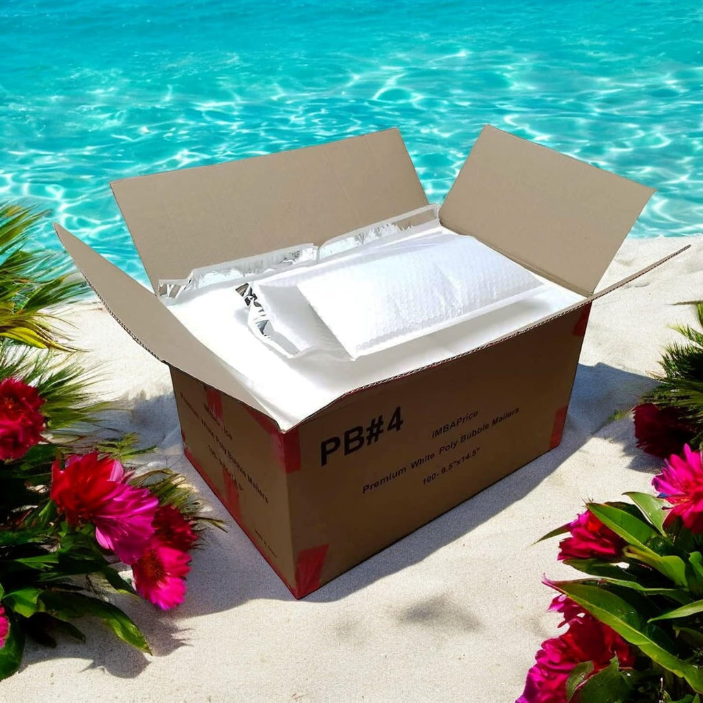 9.5x14.5 Inch White Poly Bubble Mailers #4, 100-Pack Large Padded Envelopes, Self-Seal Polybubble Shipping Bags for