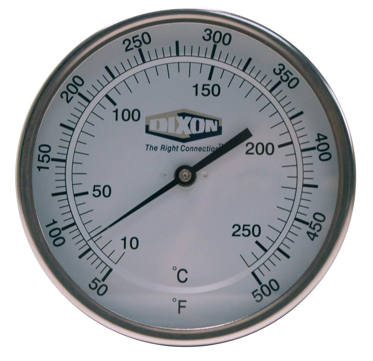 Dixon 50040064 Model 50 Bi-Metal Thermometer 1/2" MNPT CBM, 5" Face, 4" Stem