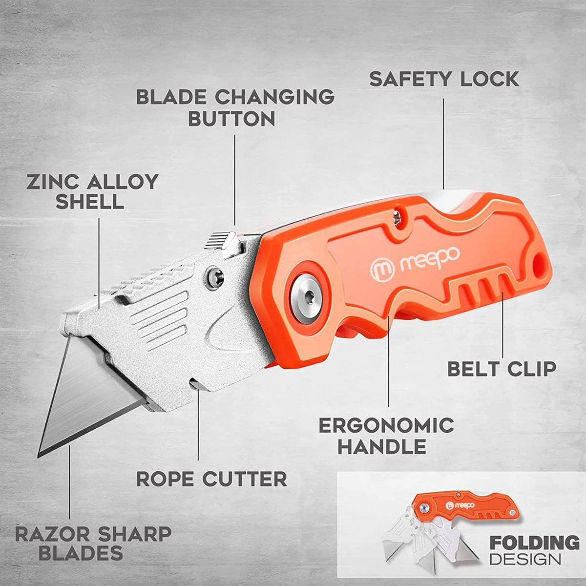 4-Pack Box Cutter, Colorful Folding Utility Knife w/ 10 pcs Blades